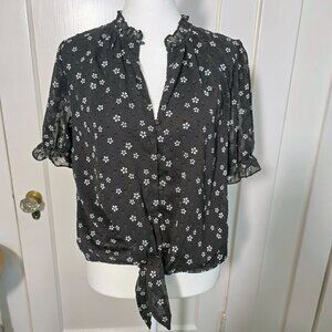 Tamara H. Floral Black Women's Top Size M